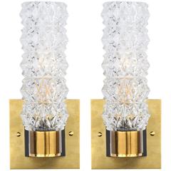 Murano Pair of Glass and Brass Wall Sconces 5