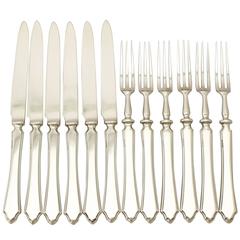 1930s Art Deco Sterling Silver Fruit / Dessert Service for Six Persons