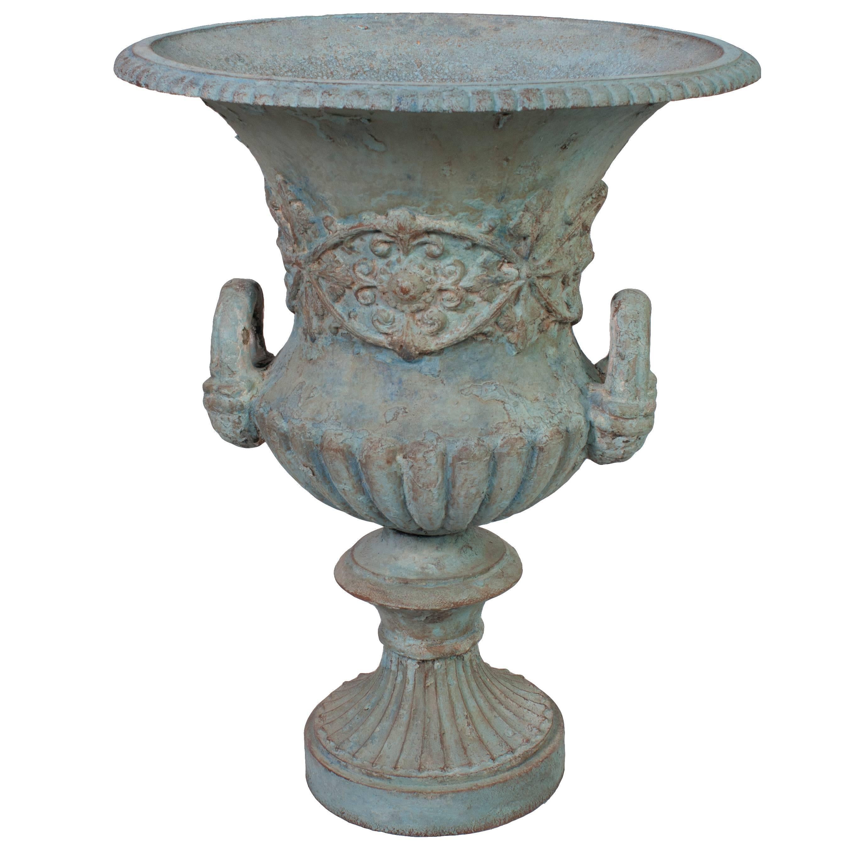 Large Blue Painted Medici Urn