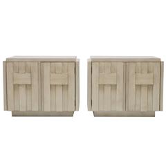Pair of Lane Brutalist Nightstands in Driftwood Finish