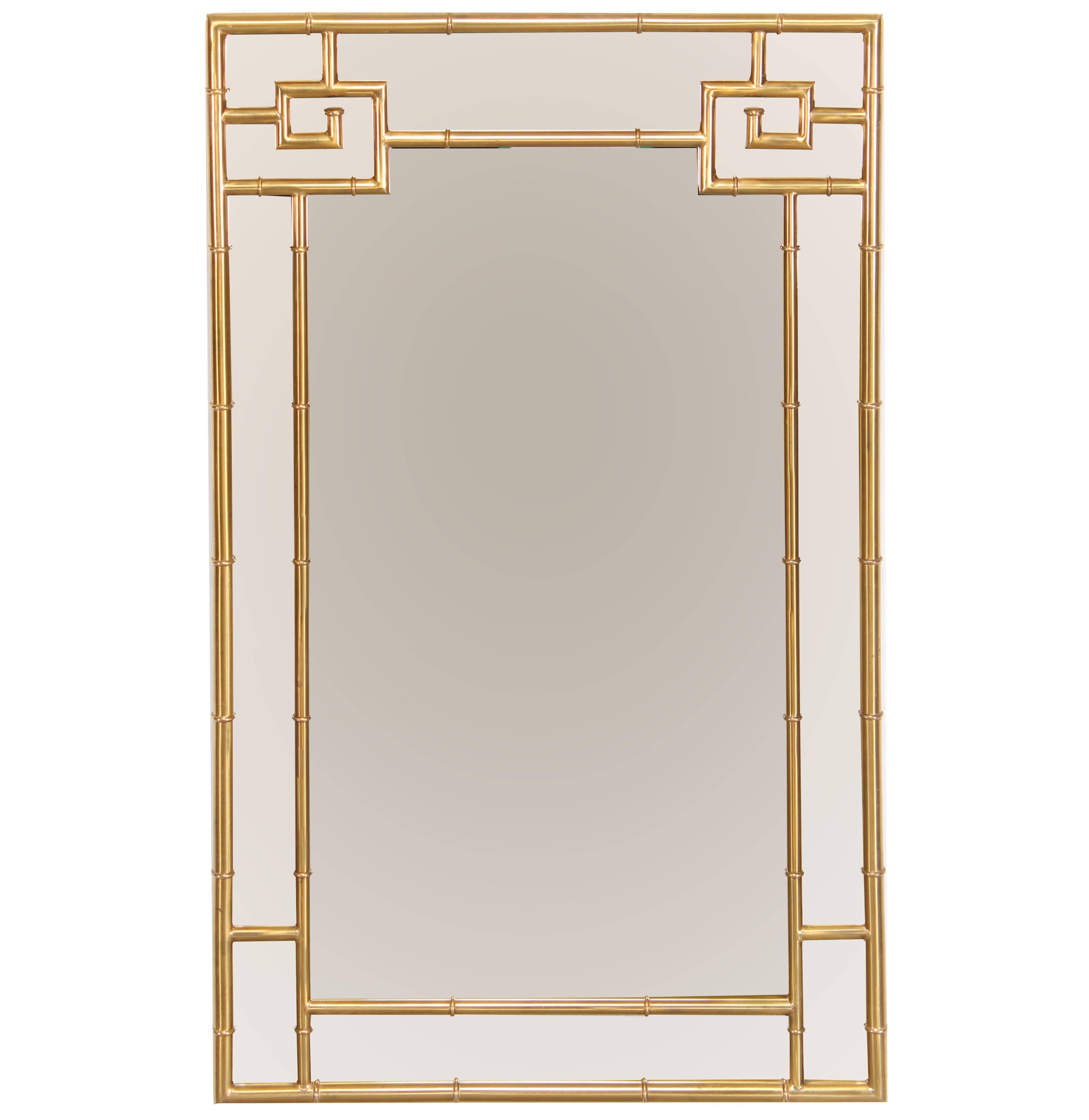 Solid Brass Mastercraft Greek Key Mirror, 1970s