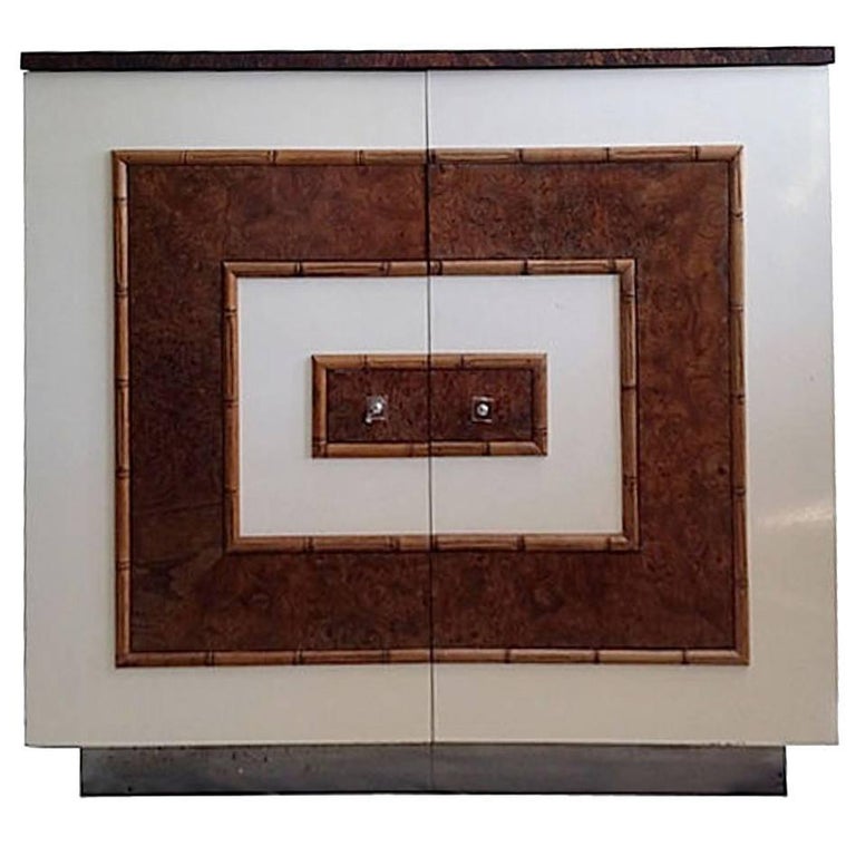 Mid 20th Century Modern Milo Baughman Style Electrified Dry Bar Cabinet