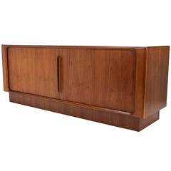 Danish Walnut Tambour Door Credenza