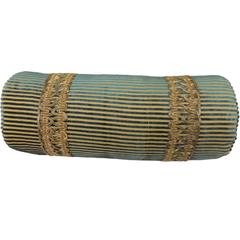 19th Century Silk Cut-Velvet Bolster Decorative Pillow
