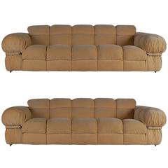 Pair of Matching Mid-Century Italian Modern Sofas After Mario Bellini