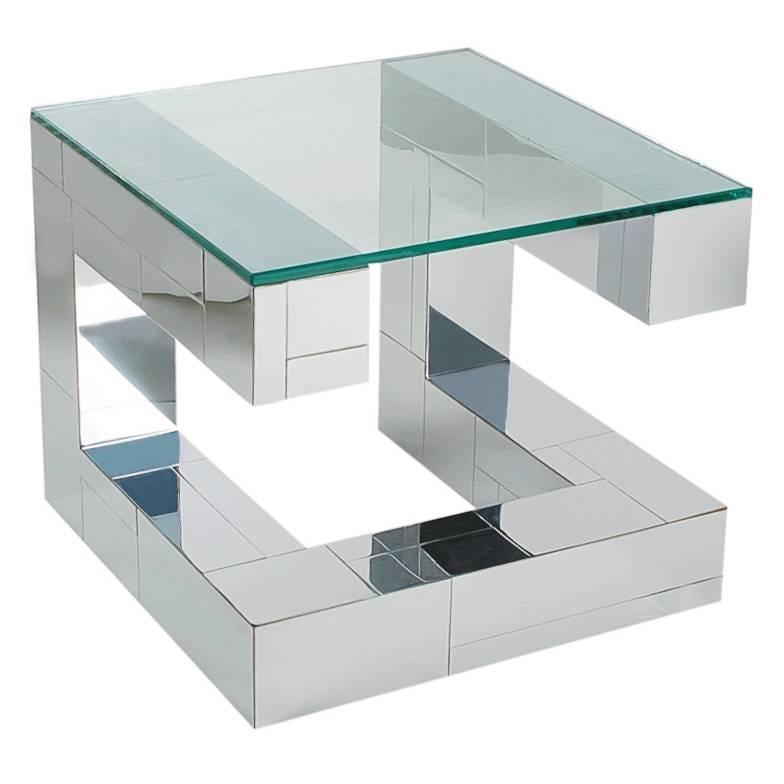 Paul Evans Cityscape Chrome and Glass Cocktail Table, Mid-Century Modern
