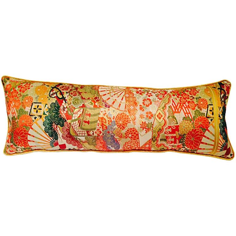 Vintage Japanese Silk Obi Kimono and Velvet Pillow at 1stdibs