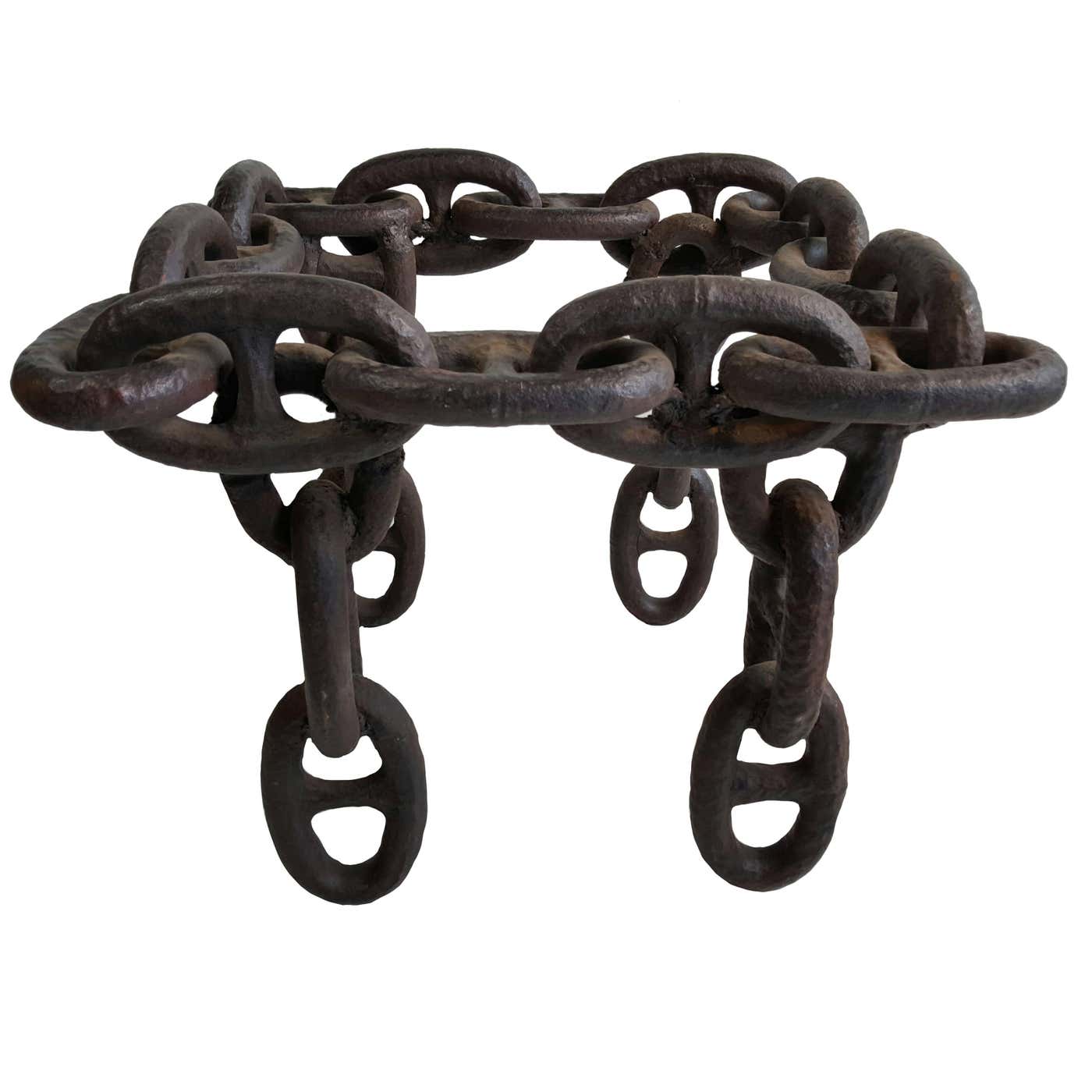 Heavy Mid-Century Welded Iron Ship Chain Industrial Table Base at ...