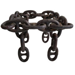 Heavy Mid-Century Welded Iron Ship Chain Industrial Table Base