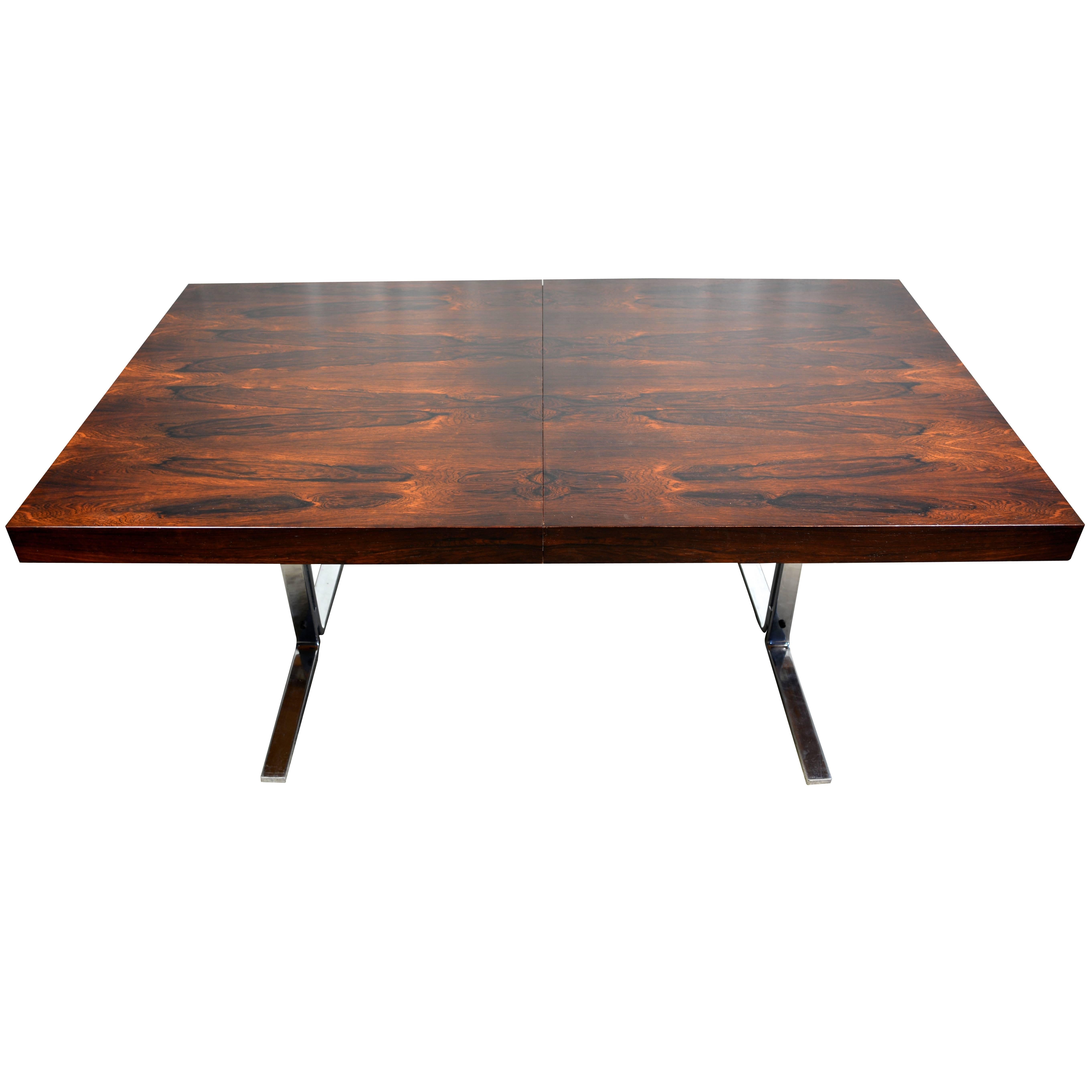 Georg Petersens Rosewood and Chrome Danish Modern Dining Table