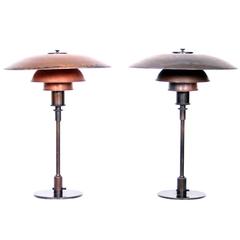 Pair of Poul Henningsen, 4/3 Copper Table Lamps