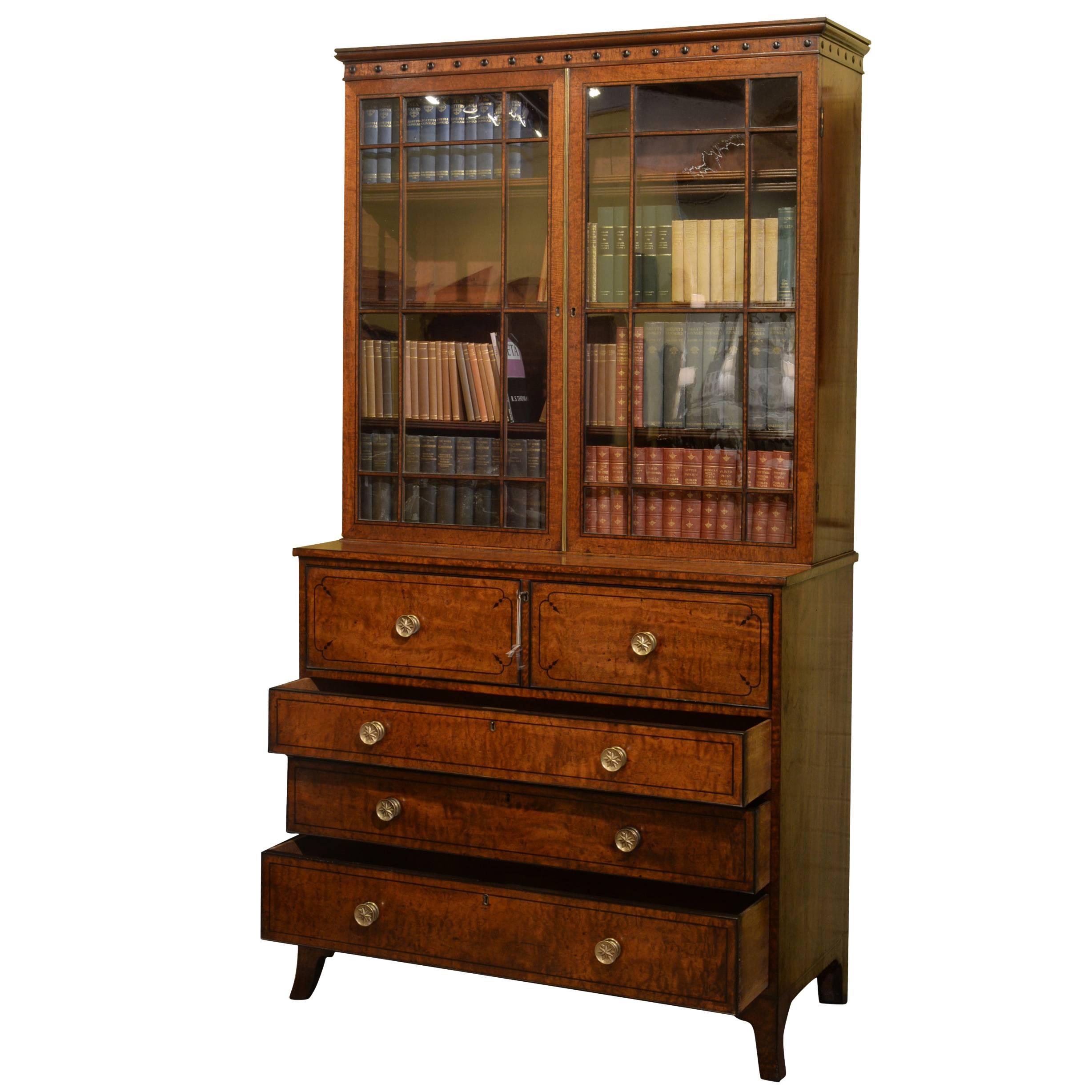 English Regency Mahogany Secretaire Bookcase