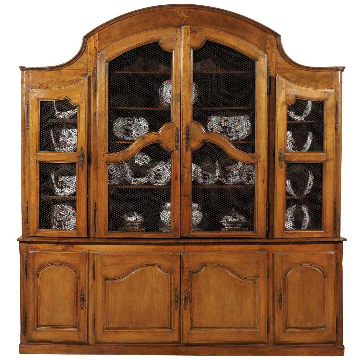 Large 18th Century French Provincial Bibliotheque Cabinet in Fruitwood