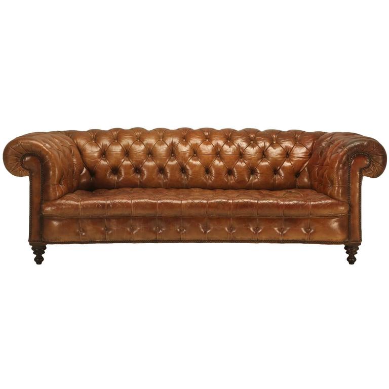 Antique Leather Chesterfield Sofa In Original For At Antique Leather Chesterfield Sofa In Original For