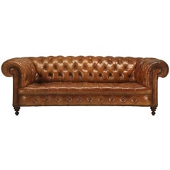 Antique Leather Chesterfield Sofa in Original Leather