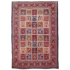 Sarouk Vintage "Garden of Paradise" Persian Rug with Panel Design