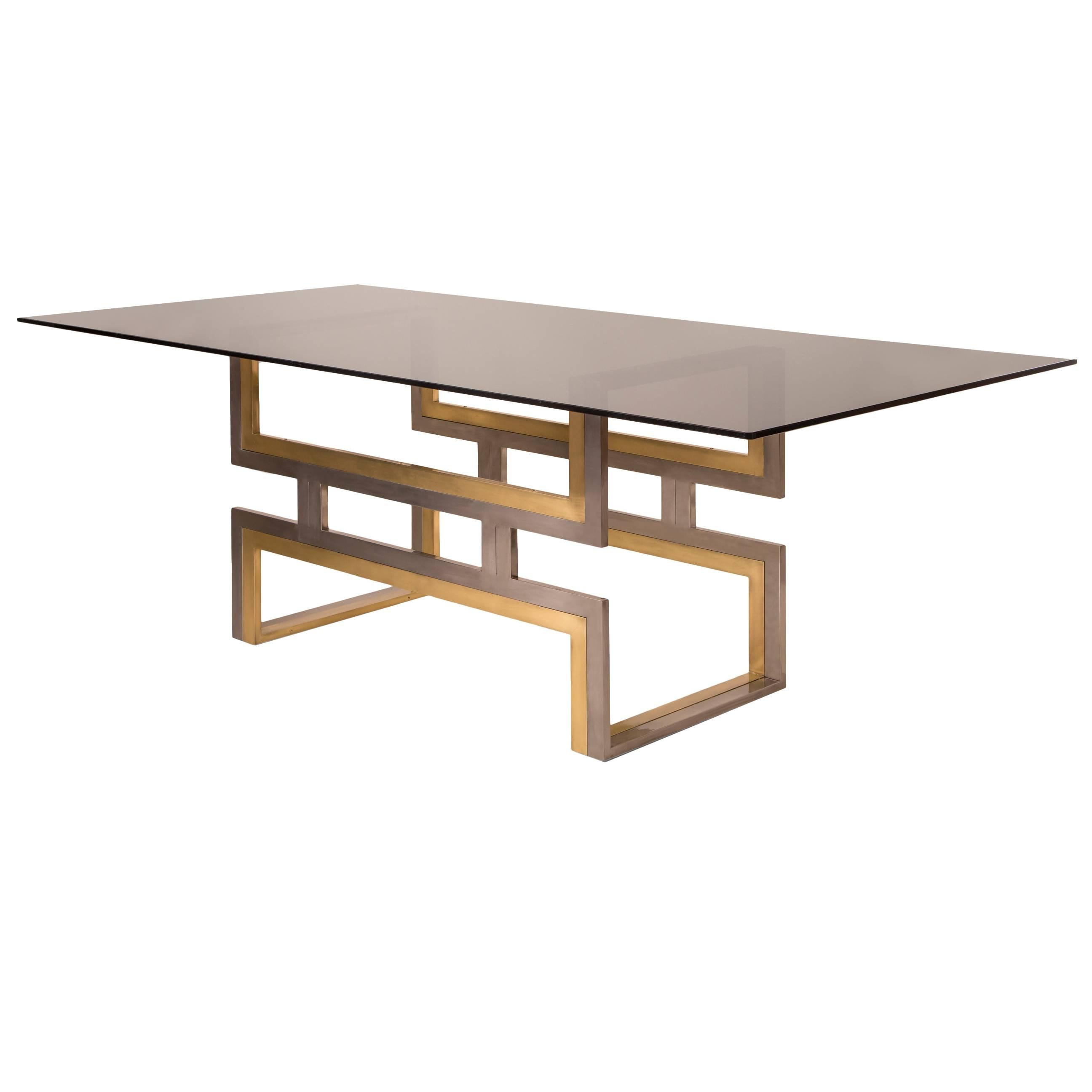 Romeo Rega, Exceptional Italian Chrome and Brass Dining / Center Table For Sale