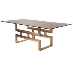 Romeo Rega, Exceptional Italian Chrome and Brass Dining / Center Table