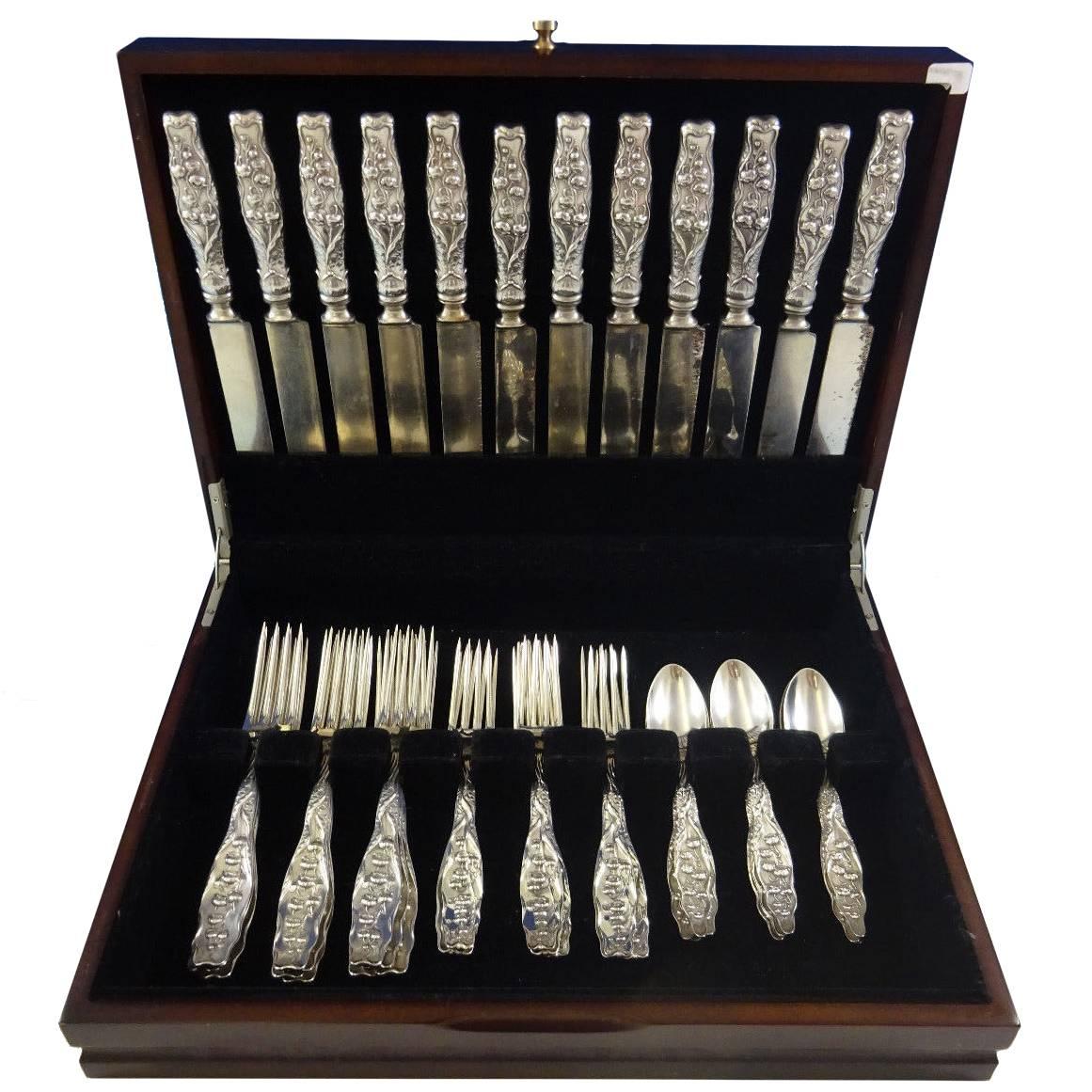 Lily of the Valley by Whiting Sterling Silver Flatware Service Set of 48 Pieces