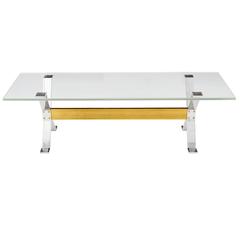 1970s French Brass and Chrome Coffee Table