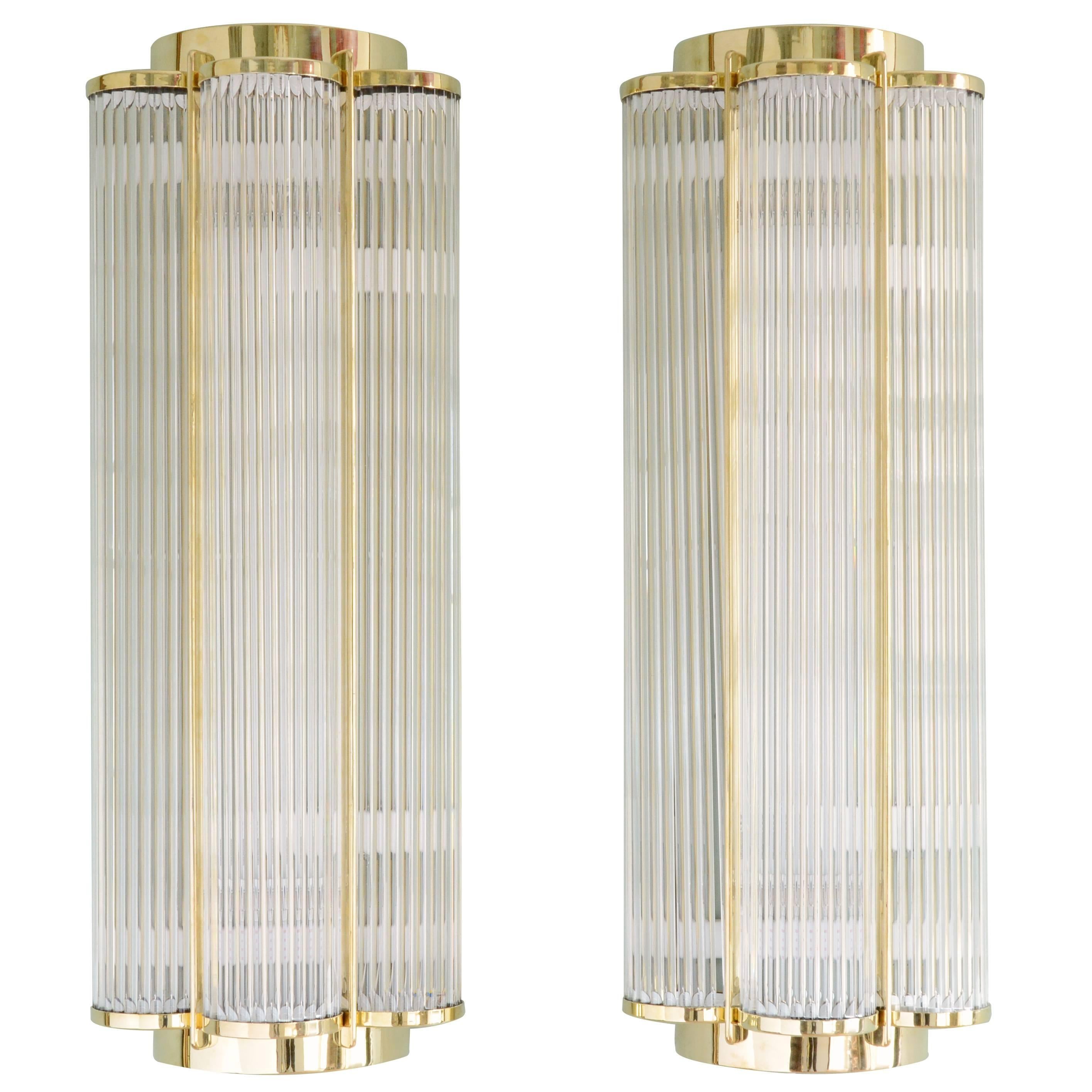 LASSCO Art Deco Style Brass Wall Lights