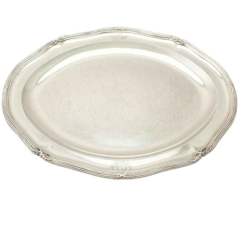Antique III Sterling Silver Meat Platter by Paul Storr For Sale