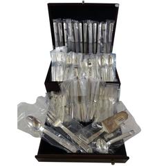 Used Normandie by Puiforcat French Silver Plate Flatware Set 12 Service 100 Pcs, New