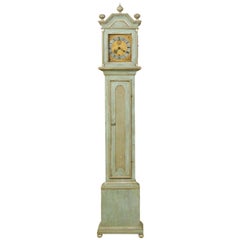19th Century Swedish Painted Wood Clock with Linear Profile