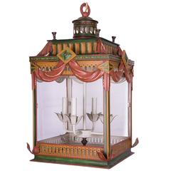 Highly Decorative Painted Tole Lantern