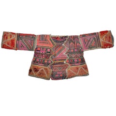 Used Ethnic Embroidered Baby Jacket from Nepal Pink Green Red