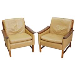 Tan Leather Club Chairs by Torbjørn Afdal, Pair 2