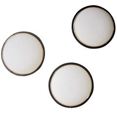 Stilnovo Style Brass and Glass Sconces / Flush Mounts 9