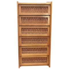 Buffet nello stile di Audoux-Minet, legno e vimini, circa 1970, Francia