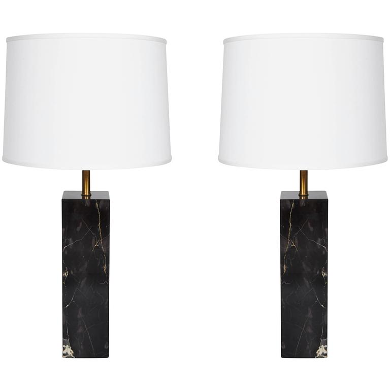 marble column table lamp
