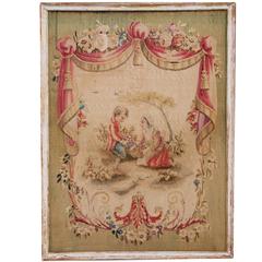 18th Century French Aubusson Tapestry with Original Painted and Gilt Frame 10