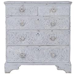 Antique English Jacobean Oak Chest of Drawers Painted Finish, circa 1840