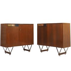 Italian Rare Couple of Exclusive Cabinets, Attributed to Ico Parisi, 1950s