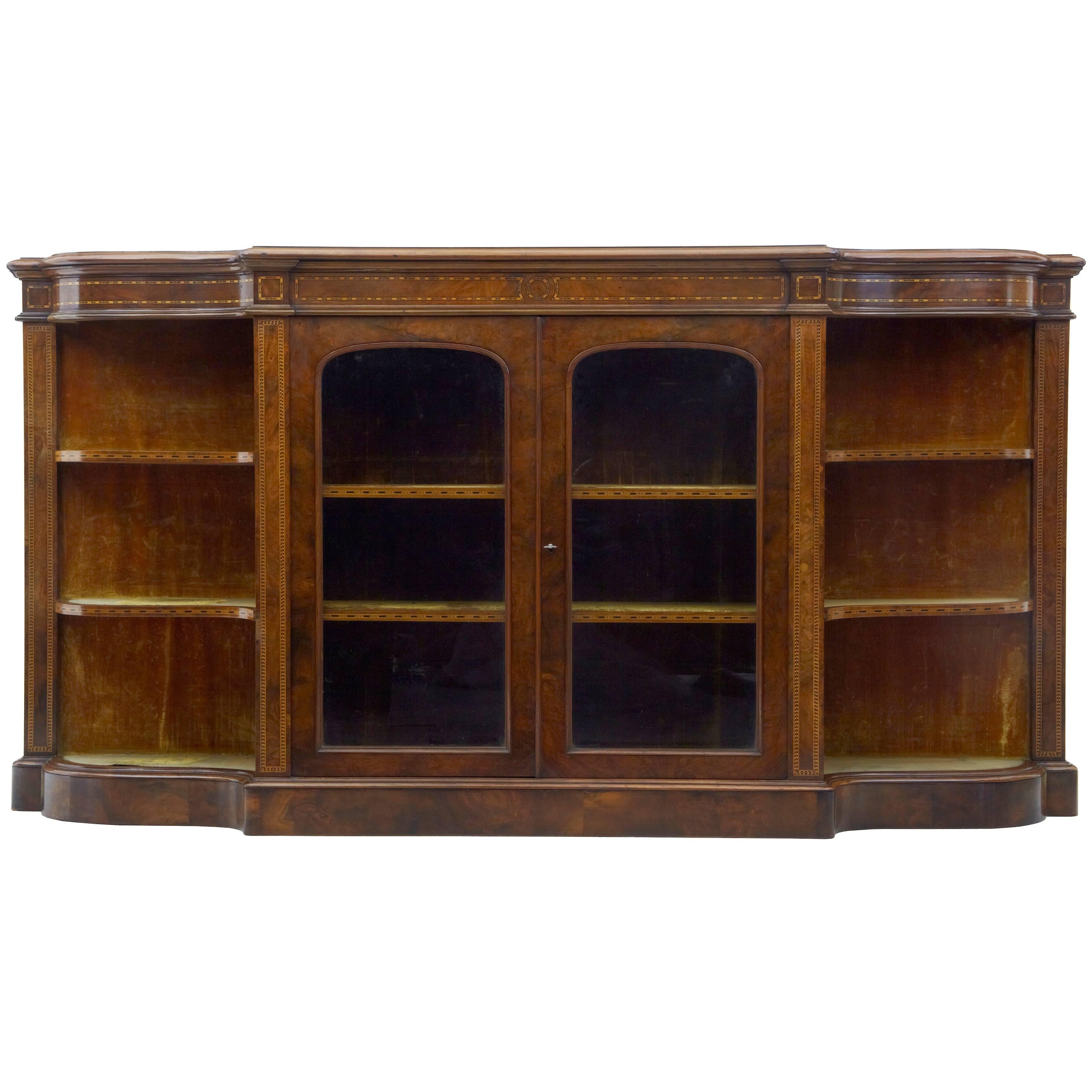 19th Century Victorian Inlaid Walnut Credenza