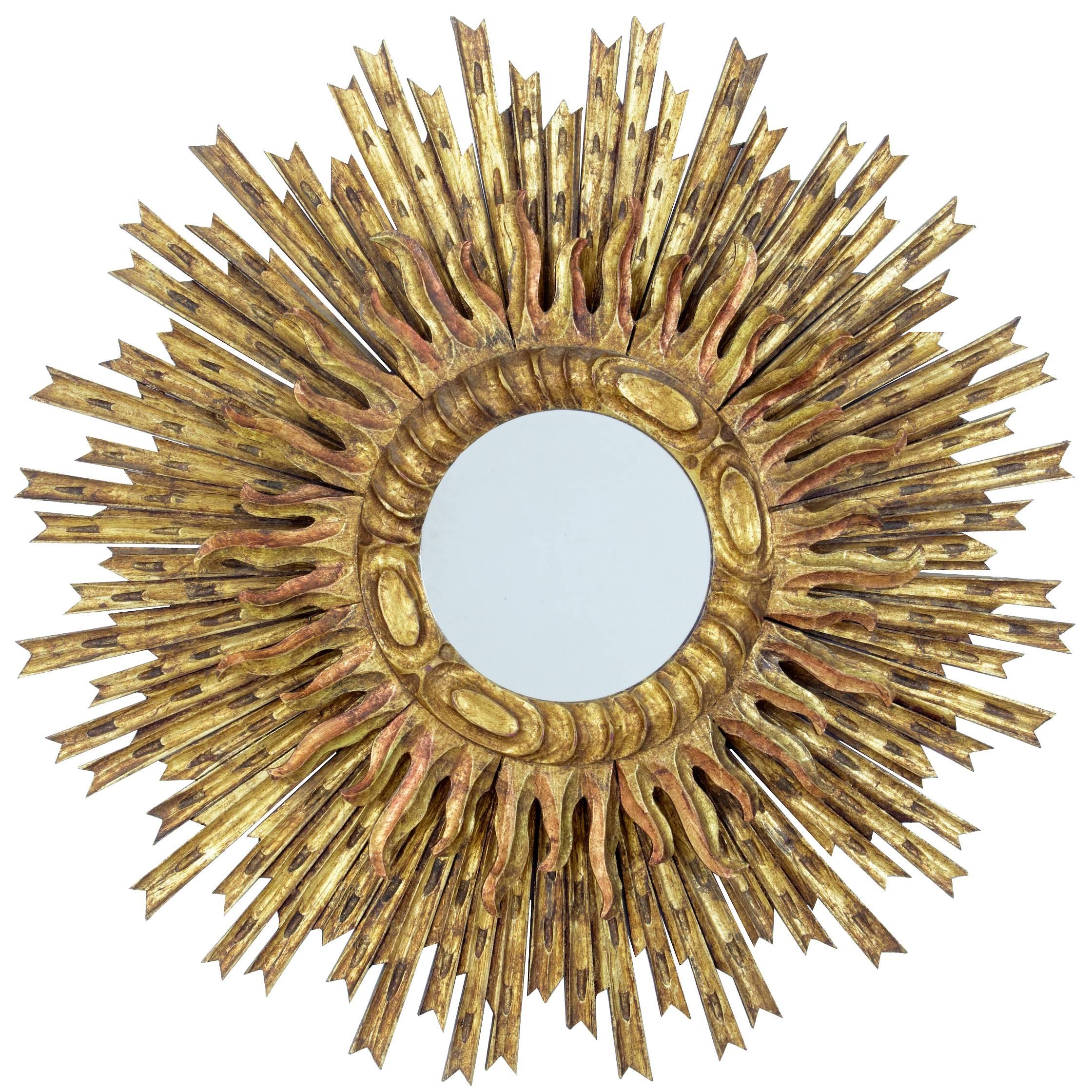 20th Century Carved Sunburst Mirror