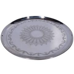 Antique Tiffany Sterling Silver Cake Plate with Flower 10