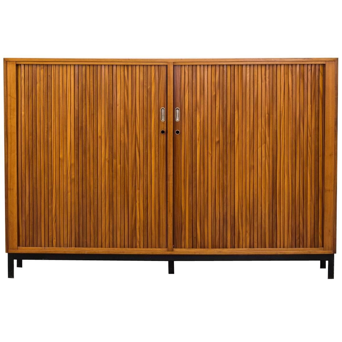 Beautiful Mid-Century Oak Tall Tambour Sideboard
