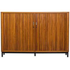 Beautiful Mid-Century Oak Tall Tambour Sideboard