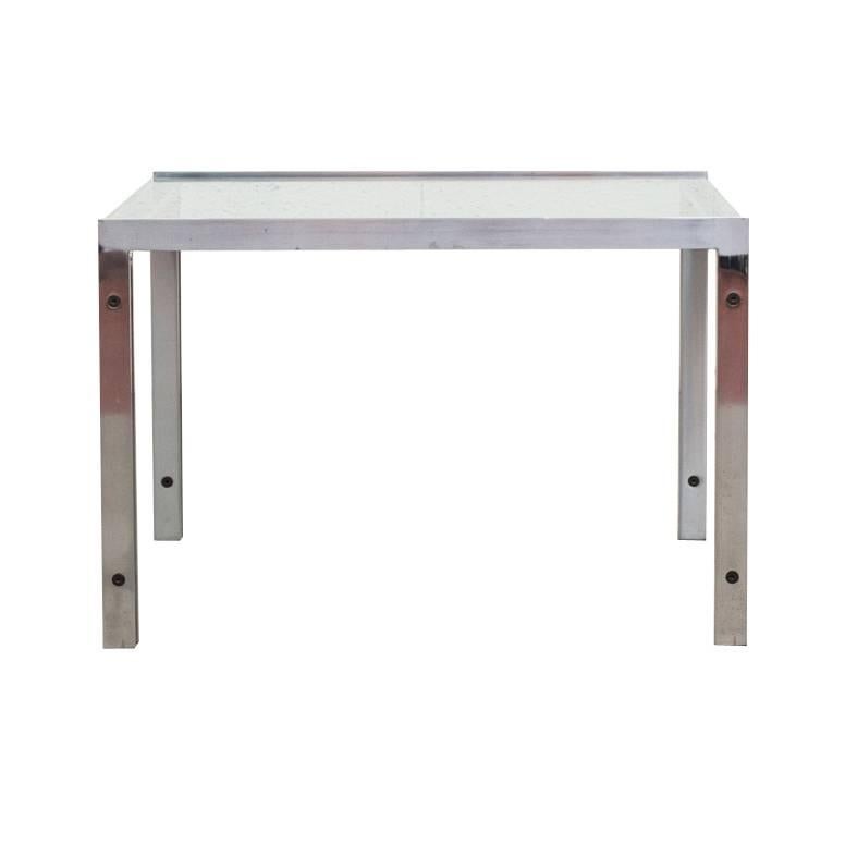 Small Metal Form Glass and Steel Side or Coffee Table