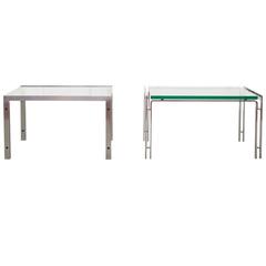 Pair of Metaform Glass and Steel Tables