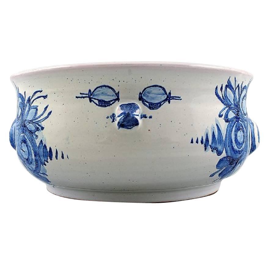 Bjorn Wiinblad Unique Ceramic Flower Pot, Blue Glaze