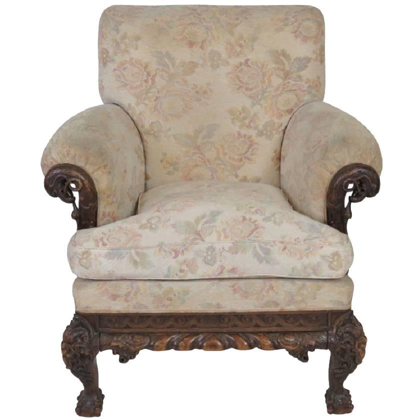 Antique Georgian Style Parlor Chair with Swan Heads