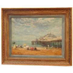 Vintage 20th Century Oil Painting "The Brghton Pier", Signed Maley