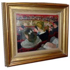 Vintage "Upper Circle Convent Garden" Painting Signed W. Fairclough
