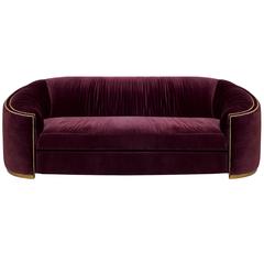 Kingdom Sofa in Velvet Fabric Aged Brass Base and Golden Nails 8