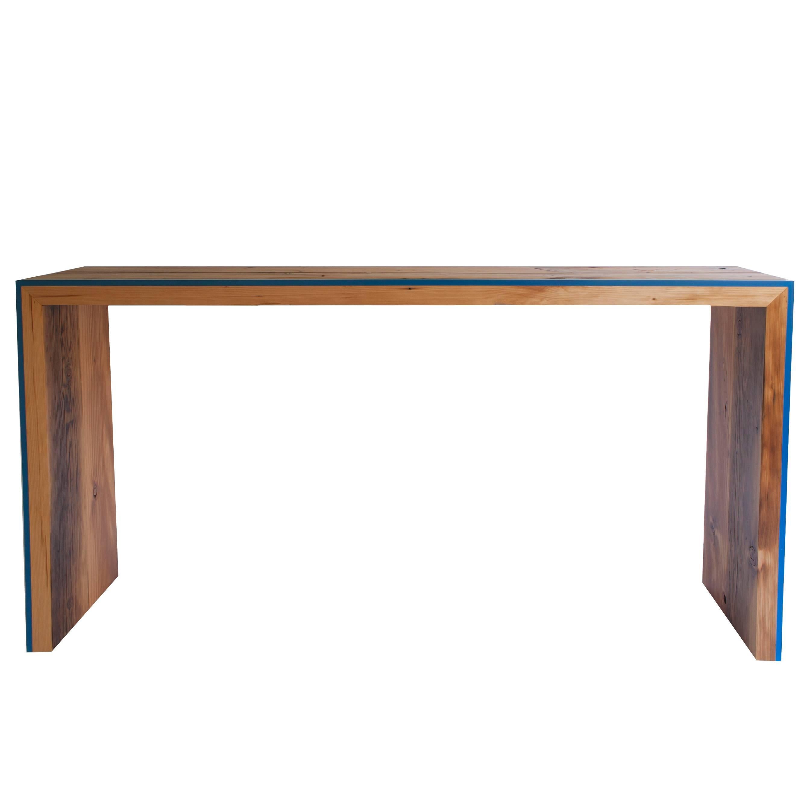Custom Monster Island Console Table in Reclaimed Fir, Edged in Resin For Sale
